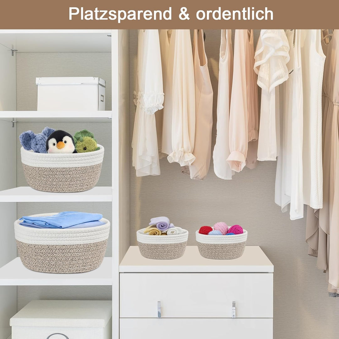 4er Aufbewahrungskorb Geflochten - Körbe Aufbewahrung Baumwollseil丨Wickeltisch Organizer, Aufbewahru