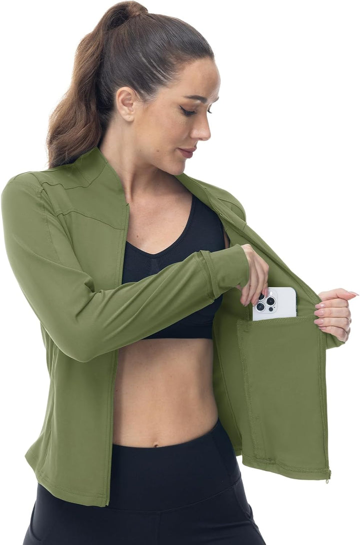 YSENTO Damen Sportjacke Laufjacke Funktionsjacke Wanderjacke Leicht Langarm Yoga Gym Sport Oberteil