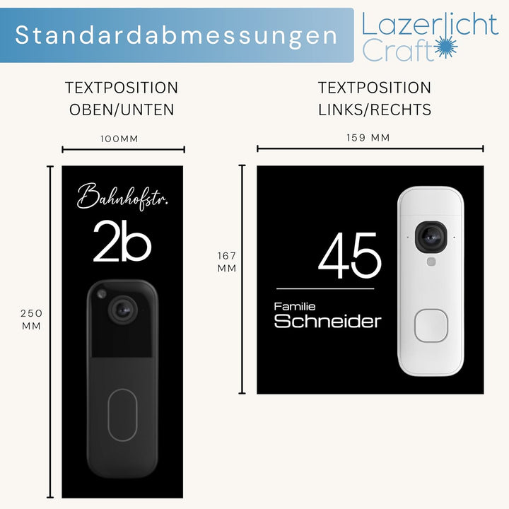 Klingelschild für Blink Videotürklingel (System) (Video Doorbell) | Schwarz oder Anthrazit | Hausnum