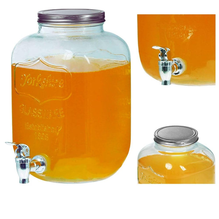 Getränkespender mit Hahn 4L Glas Glance Zapfhahn Wasserspender Limonadenspender Saftspender Dispense
