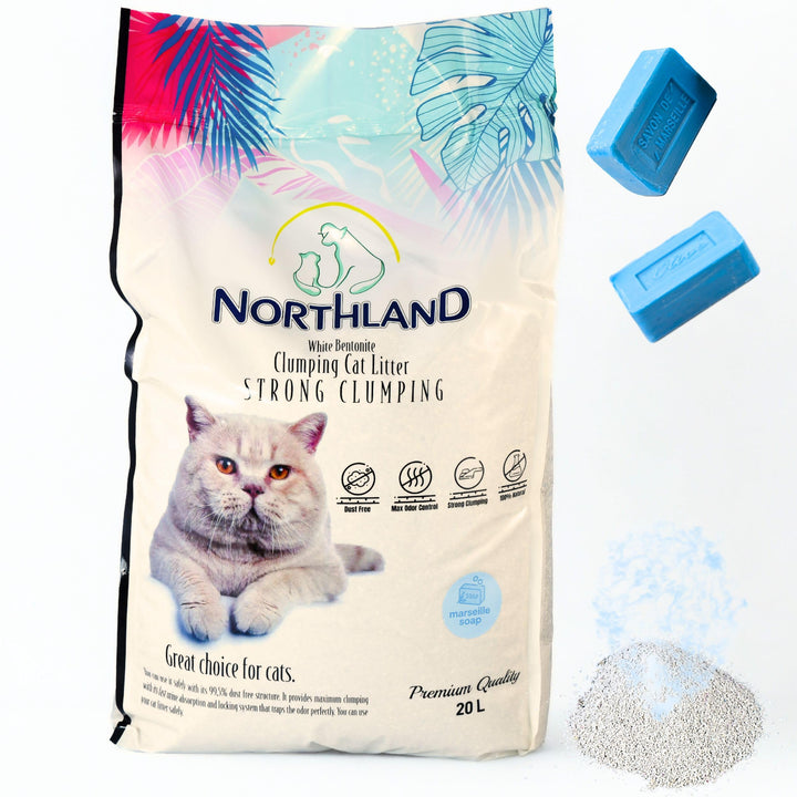 Katzenstreu Marseiller Seife Duft 20L | 100% Natürlich & 99,5% Staubfrei | Extra Stark Klumpend & Ge