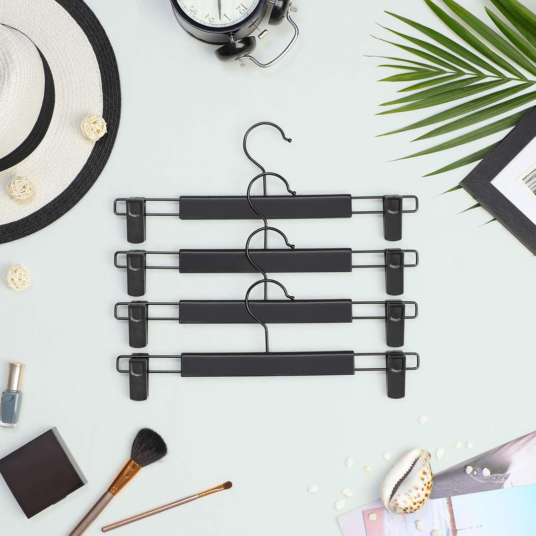 SONGMICS Hosenbügel, 12er Set, Kleiderbügel, gut belastbar, mit Clips, Rockbügel aus Premium-Kunstst