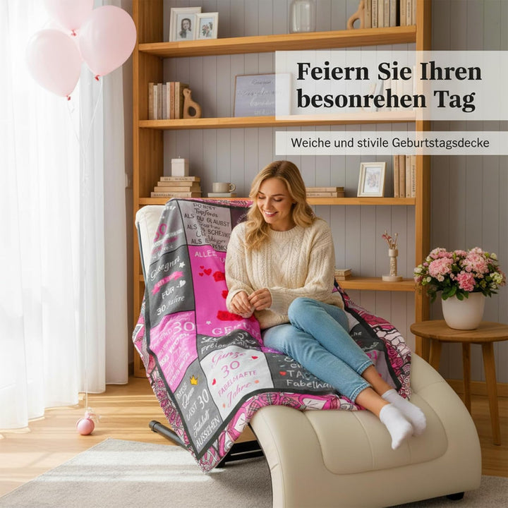 30 Geschenke für Frauen Decke, Flauschig Wohndecke,Geschenk 30. Geburtstag Frau Decke,Geburtstaggesc