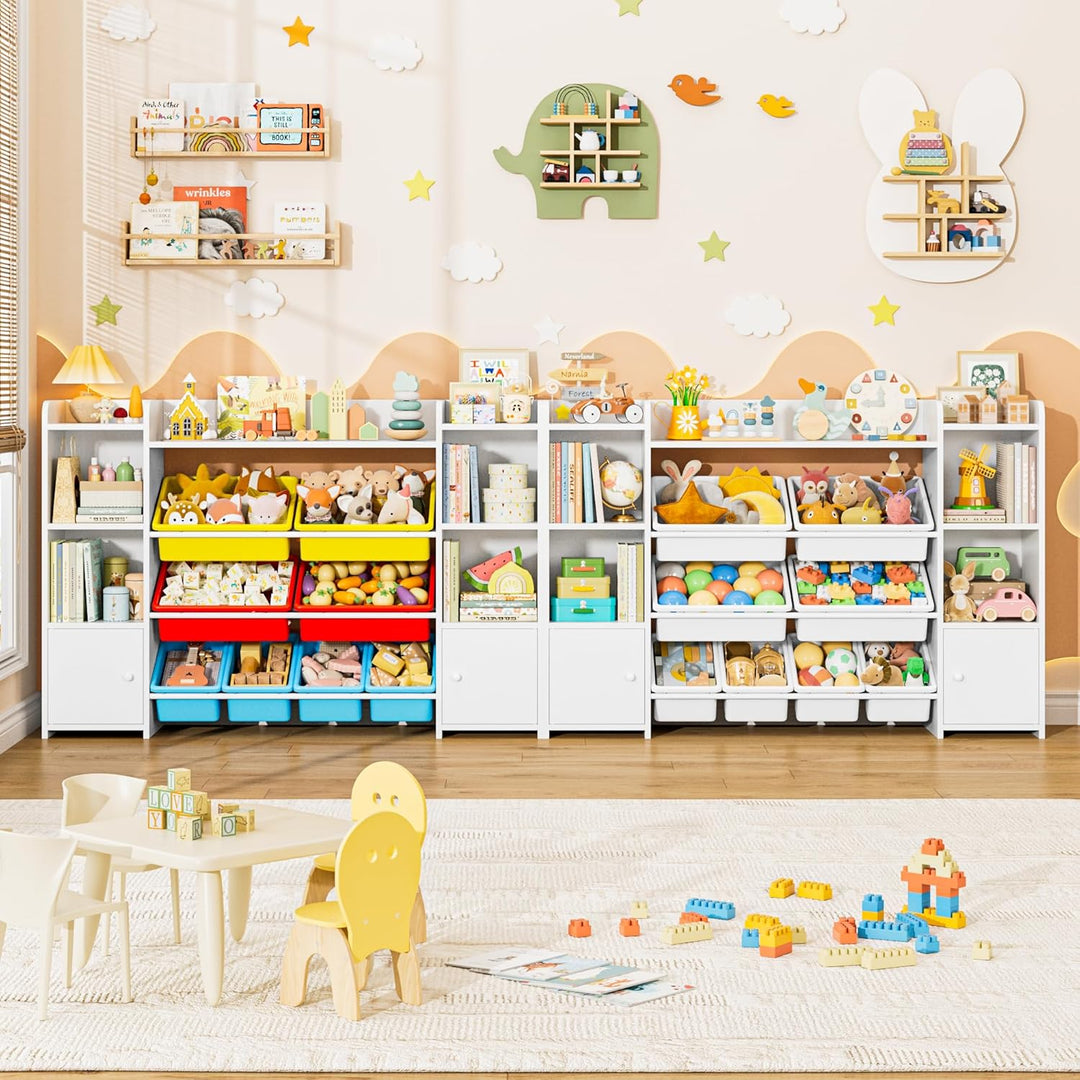 FOREHILL Kinderregal mit 8 bunten Boxen Kinderzimmer Möbel Holz Bücherregal für Kinder Kinderzimmer