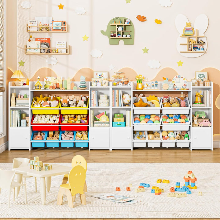 FOREHILL Kinderregal mit 8 bunten Boxen Kinderzimmer Möbel Holz Bücherregal für Kinder Kinderzimmer
