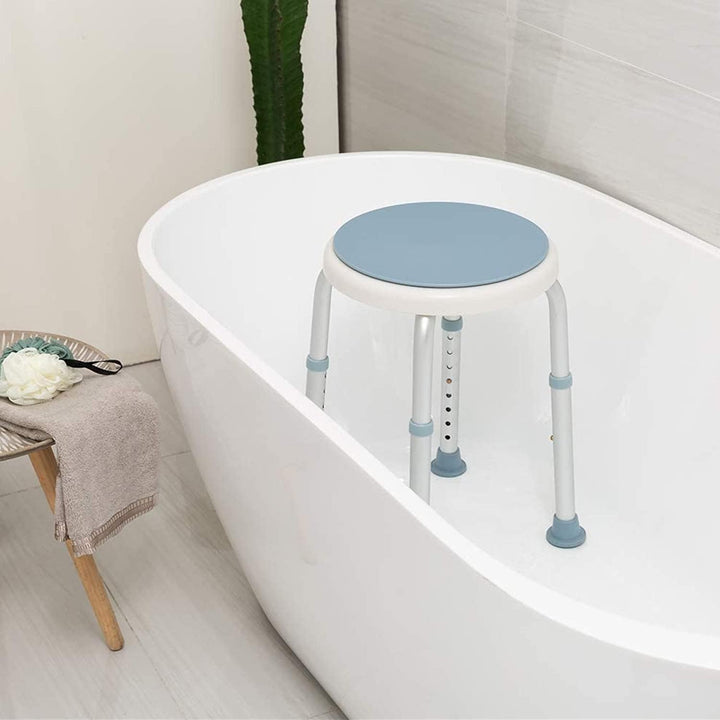 Duschhocker 360° Drehbarer Duschstuhl Duschsitz Höhenverstellbar Duschhilfe mit rutschfesten Gummifü