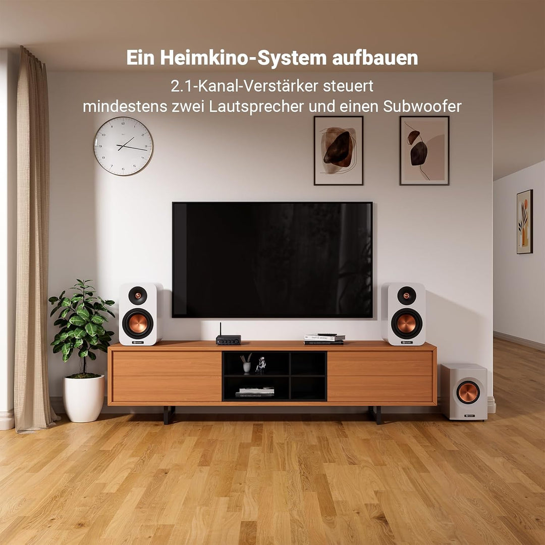 Fosi Audio BT30D Pro Bluetooth Verstärker 2.1 Kanal, Mini HiFi Verstärker mit TPA3255 Chips 165W x2+