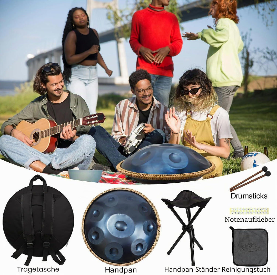 45.7 cm Handpan Drum für Erwachsene, Premium D Moll Kurd Handpan Instrument mit 9 präzisionsgestimmt