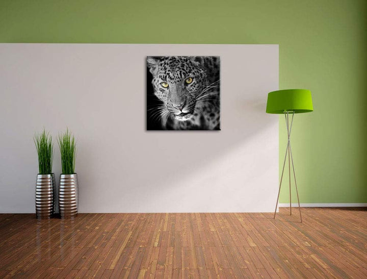 Pixxprint prächtig anmutiger Leopard als Leinwandbild/Grösse: 70x70 cm/Wandbild/Kunstdruck/fertig be