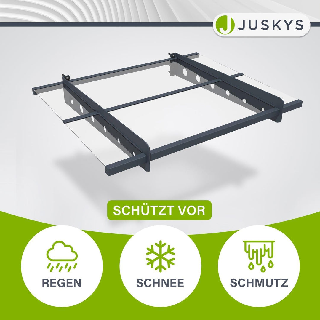 Juskys Vordach Haustür Überdachung 100x80cm aus Acrylglas & Stahl - Türvordach in Anthrazit - Dach f