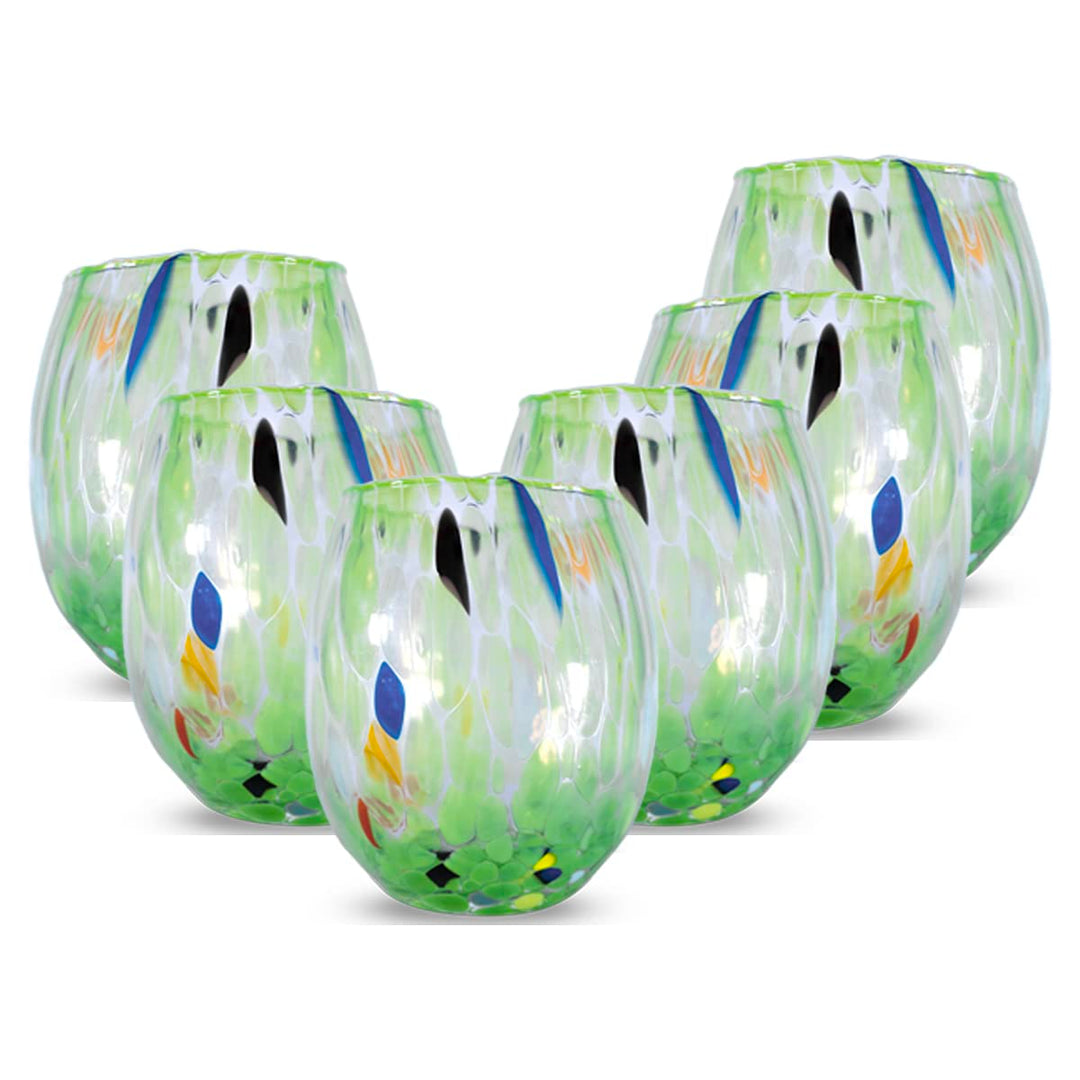 Gocce di Murano 6 Weingläser nach der Tradition der Murano-Handwerker, mundgeblasenes und handgearbe