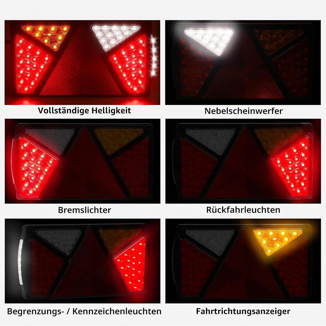 Yuanjoy 2 Pack 12V 24V PKW-Anhänger LED Rückleuchten Satz mit E-Prüfzeichen, Wasserdicht LKW Rücklic