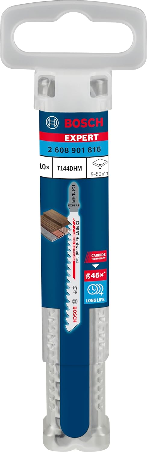 Bosch Professional 10 tlg. EXPERT ‘Hardwood Fast’ T 144 DHM Stichsägeblatt (für Hartholz, WPC Holz-K