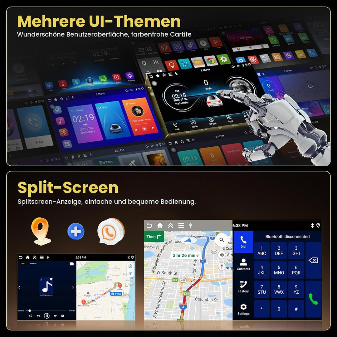 4+128GB Android 15 Autoradio für Seat Altea 2004-2015, Toledo 2004-2009 Wireless Carplay Android Aut