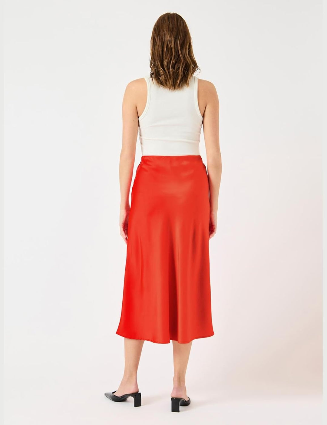 YAS Damen Yaspella Hw Midi Skirt S. Noos, S Cherry Tomato