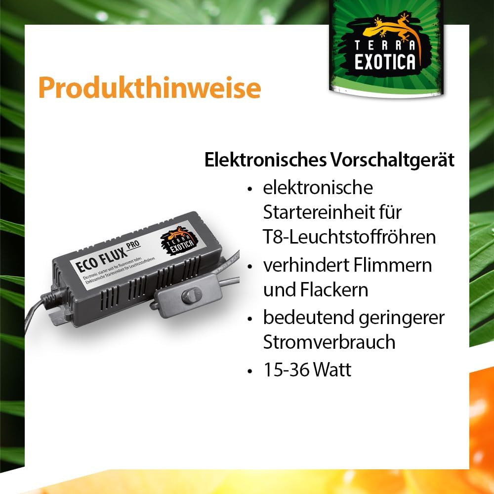 Terra Exotica Eco FLUX Pro / 15-36 Watt, elektronisches Vorschaltgerät für alle handelsüblichen T8 L
