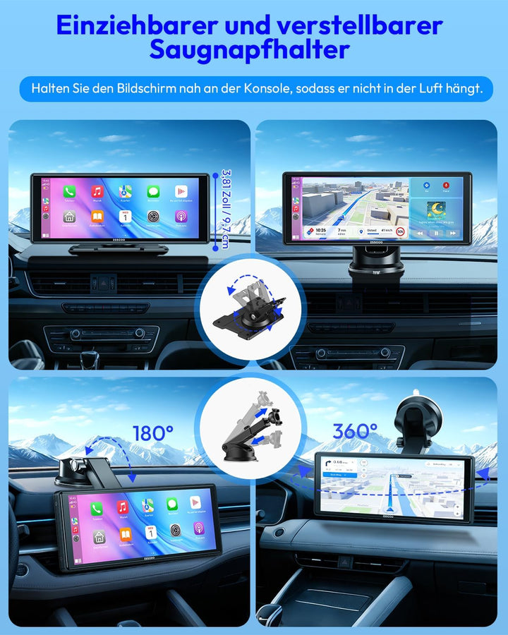 ESSGOO Carplay Android Auto Display,10.26 Zoll Apple Carplay Bildschirm für AirPlay/Mirror Link,Car