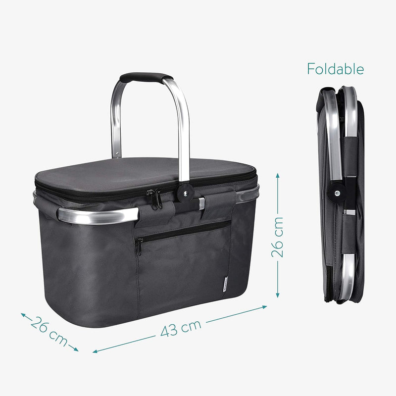 Navaris Thermo Einkaufskorb Kühltasche faltbar - 27L Kühlkorb Picknickkorb Isolier Korb - 43x26cm Ei