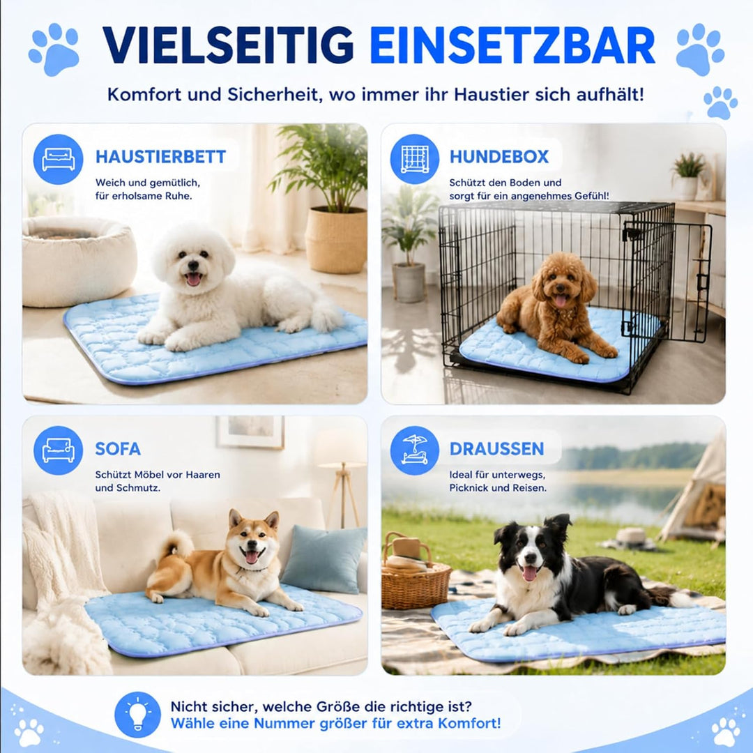 Selbstkühlende Kühlmatte für Hunde und Katzen – 101 × 149 cm – Atmungsaktive Polyester Hundematte, W