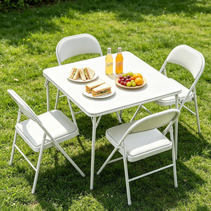 BOOSDEN Klapptisch, Weiss, Klappbar Tisch als Campingtisch, Gartentisch, Balkontisch, Esstisch, Falt