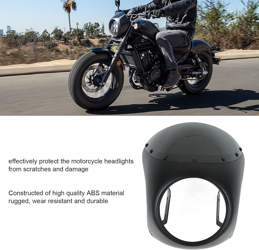 Keenso Motorrad Scheinwerfer Verkleidung Kit, Universal Motorrad 7 Zoll Runder Scheinwerfer Lampenma
