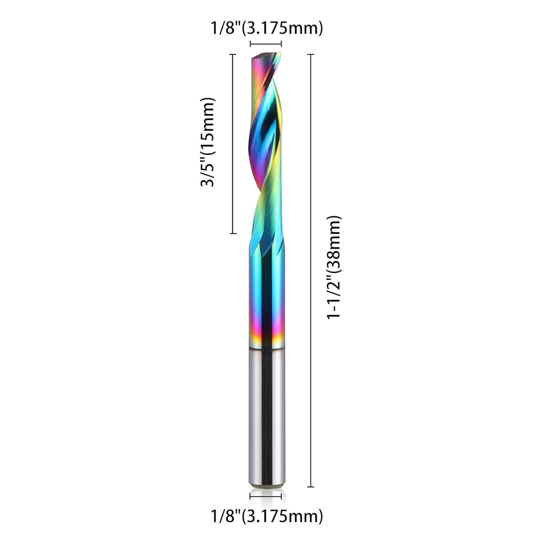 EU_HOZLY CNC-Fräser mit einer Nut, 1/8-Zoll-Schaft, 1/8-Zoll-Schnittdurchmesser, 15 mm (0,59 Zoll),