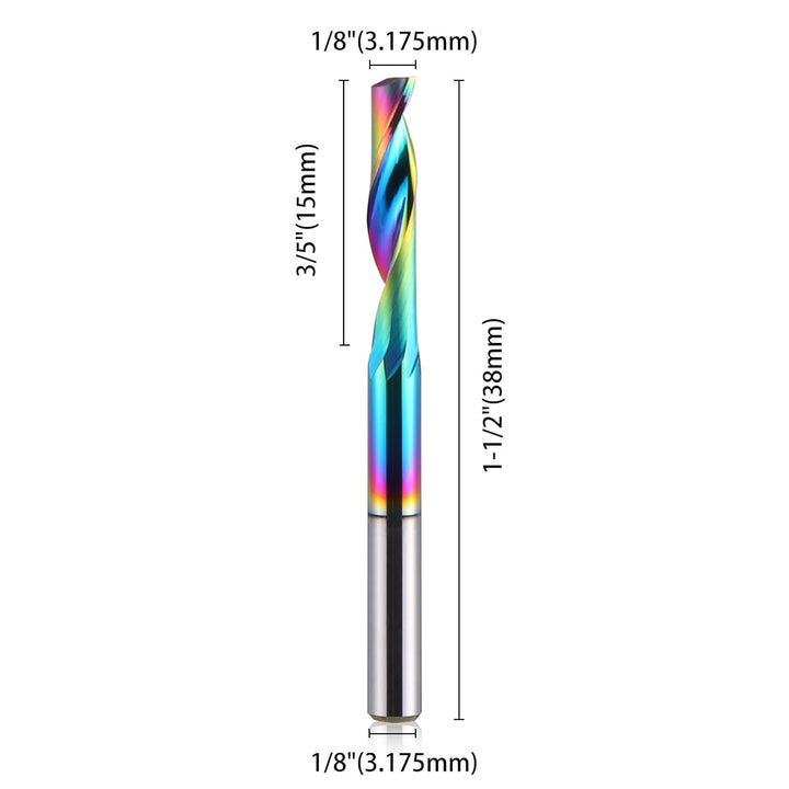 EU_HOZLY CNC-Fräser mit einer Nut, 1/8-Zoll-Schaft, 1/8-Zoll-Schnittdurchmesser, 15 mm (0,59 Zoll),