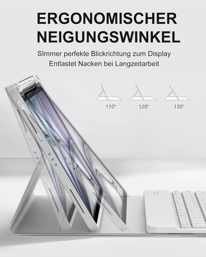 Für iPad Air 11 (2026 M4) Hülle mit Tastatur für 6./7./8. Generation M2/M3/M4, Abnehmbare Bluetooth