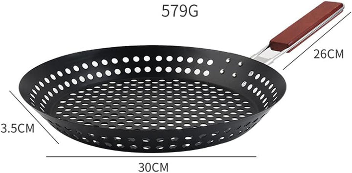 Abcsea 1 Stück Grillpfanne mit Loch, Wok für Grill, BBQ Grill Pan, Wok Pfanne Edelstahl