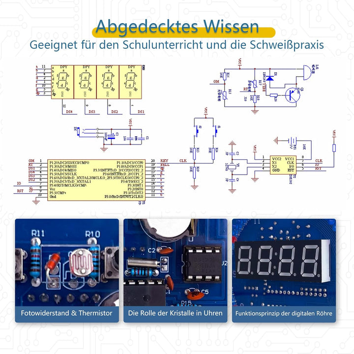 EIELE Vier Digitale Röhren elektronische Uhr rotierendes Fliesslicht Temperaturkontrolle Lichtkontro