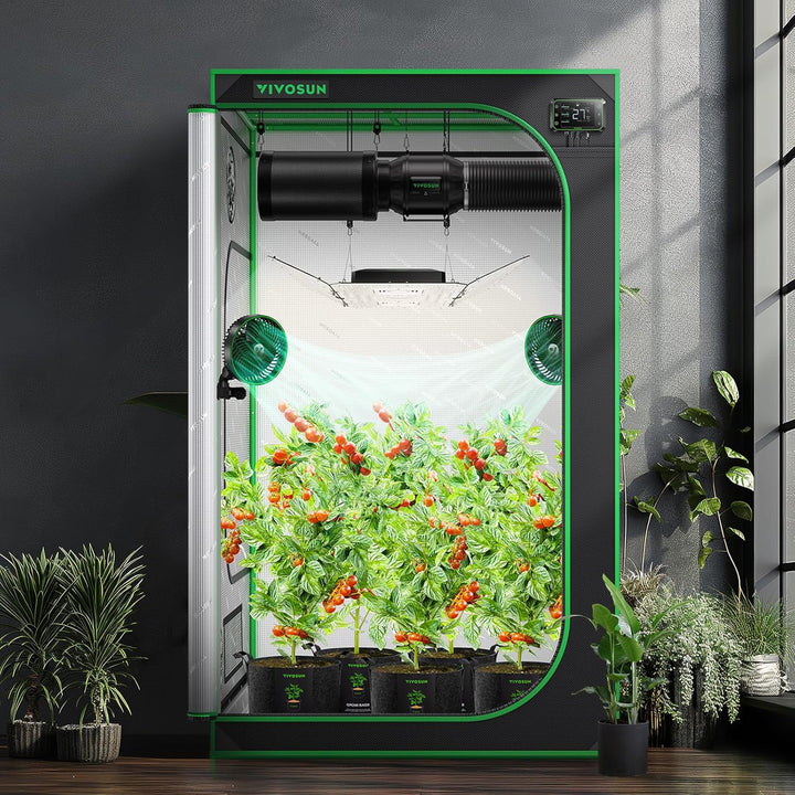 VIVOSUN Growzelt 120x120x200cm Grow Tent aus hochreflektierendes Mylar mit Sichtfenster und Bodenwan