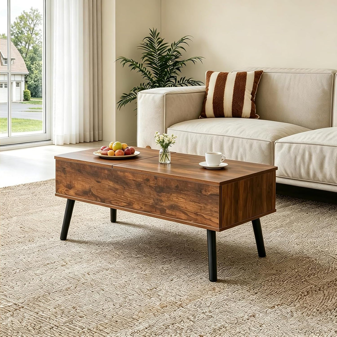 JanflyHome Couchtisch Höhenverstellbar, Couchtisch mit Stauraum, Schiebeplatte, 2 Separates Versteck