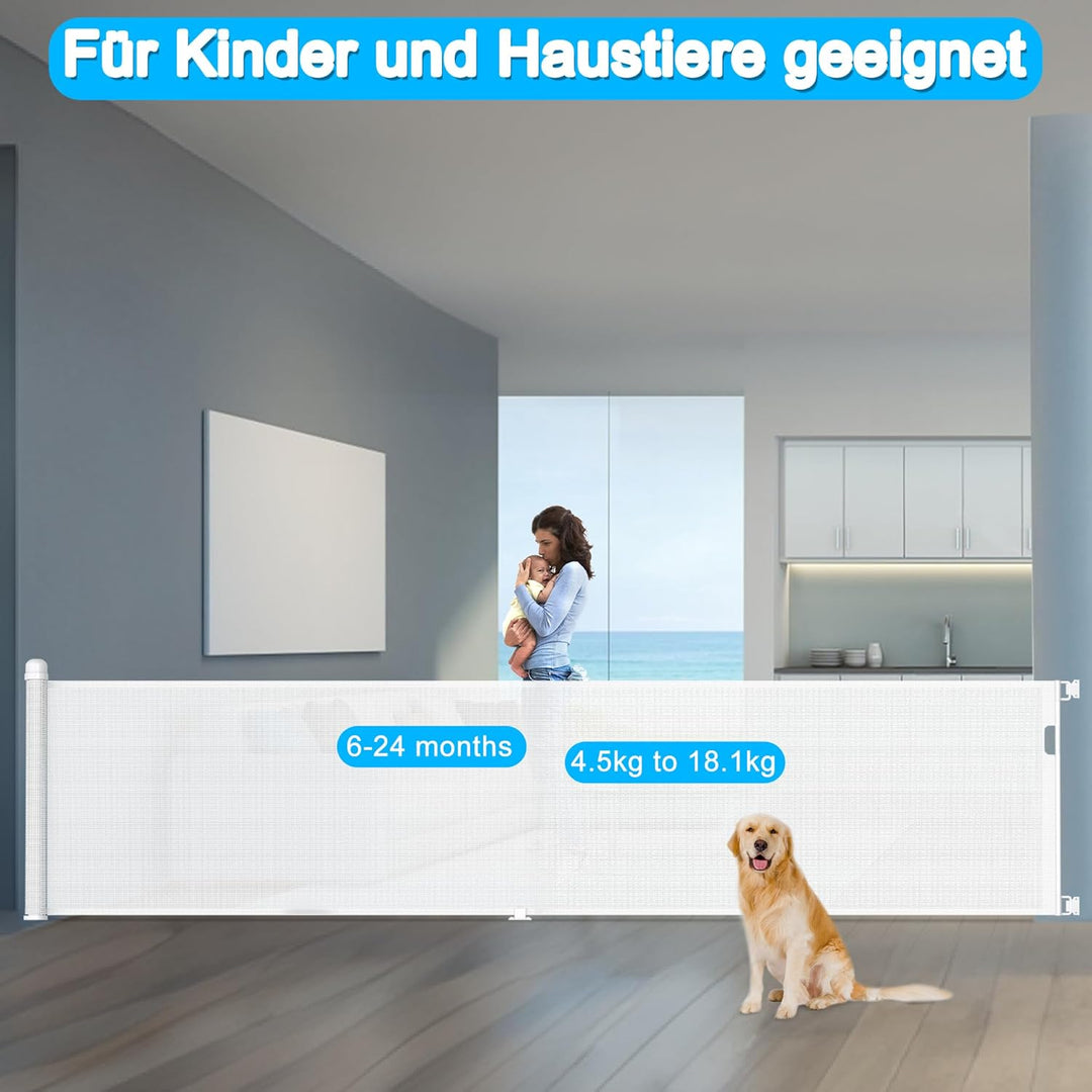 LZQ Türschutzgitter Treppenschutzgitter Roll für Babys und Haustiere, 0-300cm, 87 cm Hoch Baby Abspe