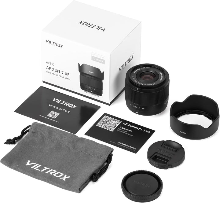VILTROX 25mm f1.7 Fuji, Autofokus 25mm f1.7 XF Mount Objektiv für Fuji X-Mount Kamera X-T4 X-T10 X-T