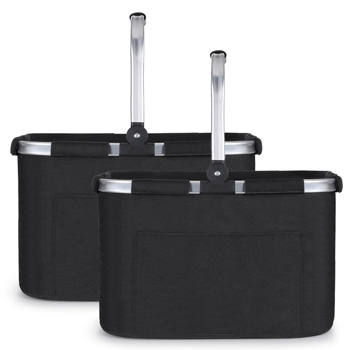 Pynhoklm®30L Einkaufskorb 2pcs Erschwinglich Picknickkorb Einkaufstasche Tragekorb mit Aluminiumgrif