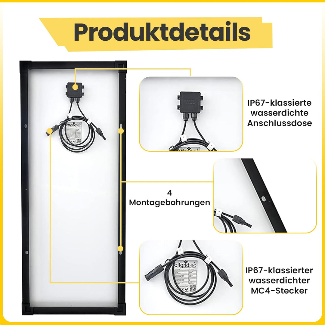 Offgridtec® SPR-Ultra-80 80W SLIM 12V High-End Solarpanel 80 Watt Slim, 80 Watt Slim