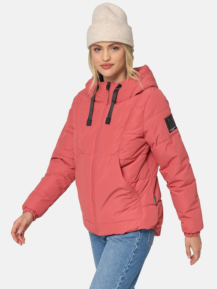 Navahoo Damen Winterjacke Steppjacke warm mit Kapuze Eisbällchen XS-XXL L Rouge, L Rouge