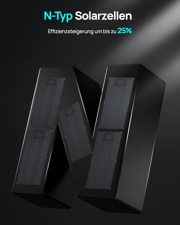 ECO-WORTHY 4 Stück Solarpanel Flexibel 200W,ETFE,25% hohe Umwandlung 800W Flexible Solarmodule für B