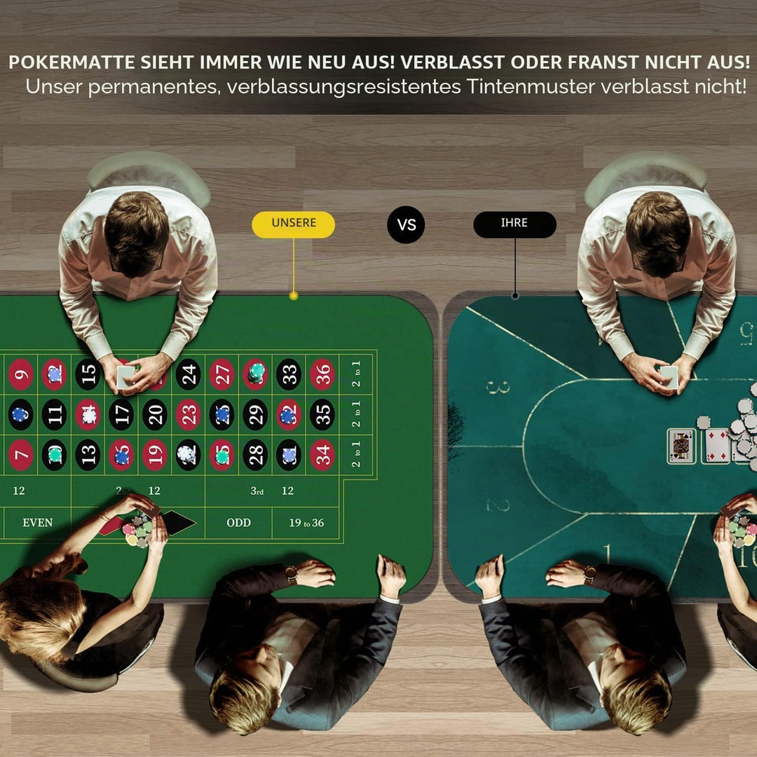 YUZPKRSI 177,8 x 88,9 cm Roulette Casino Matte Roll-up Pokermatte für Tisch mit Tragetasche, profess