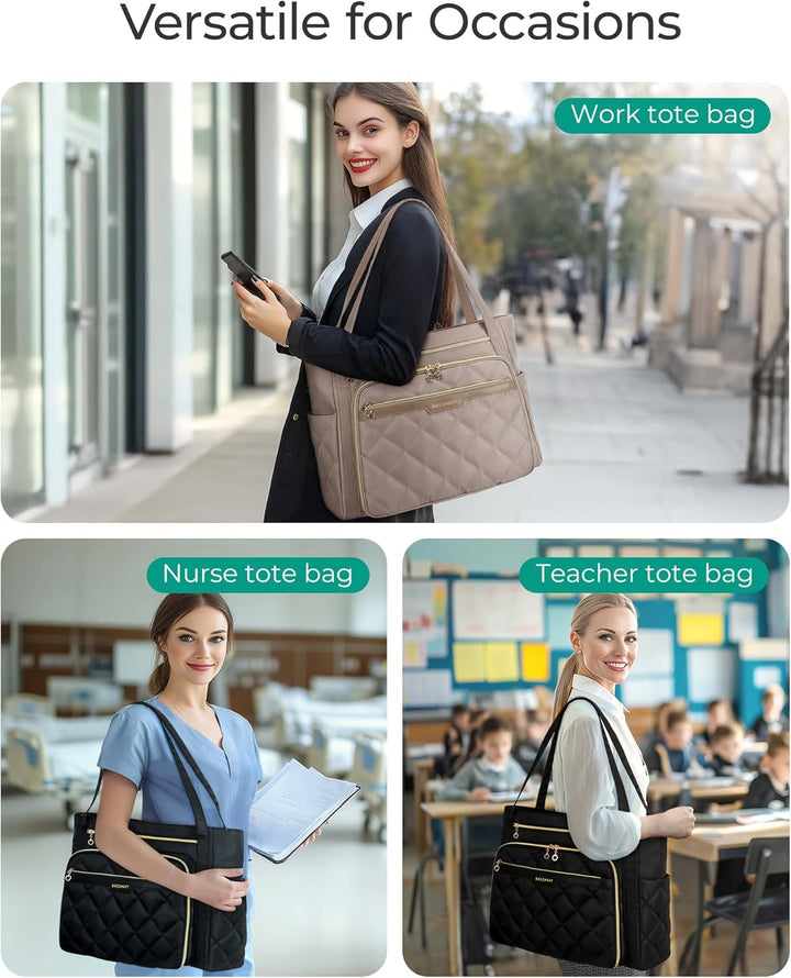 BAGSMART Lehrertasche 15.6 Zoll Laptoptasche Damen Gesteppt Arbeitstasche mit Datei-Organizer Aktent