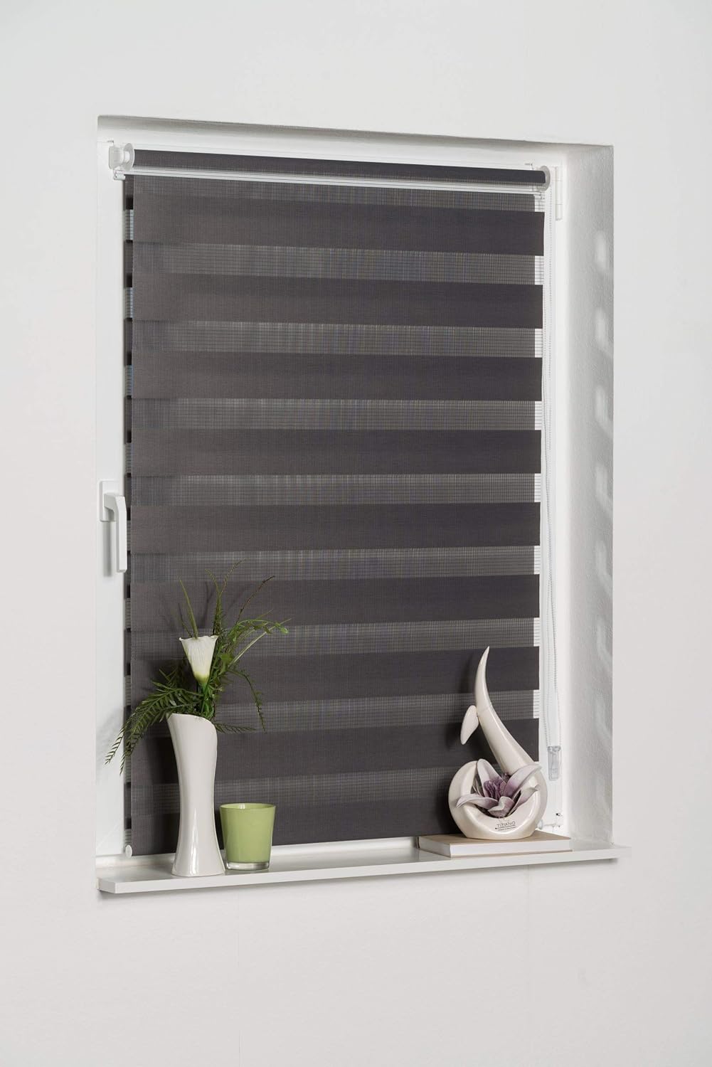 K-home Klemmfix Doppelrollo Madrid ohne Bohren Grau 100 x 150 cm (B x L), Grau 100 x 150 cm (B x L)