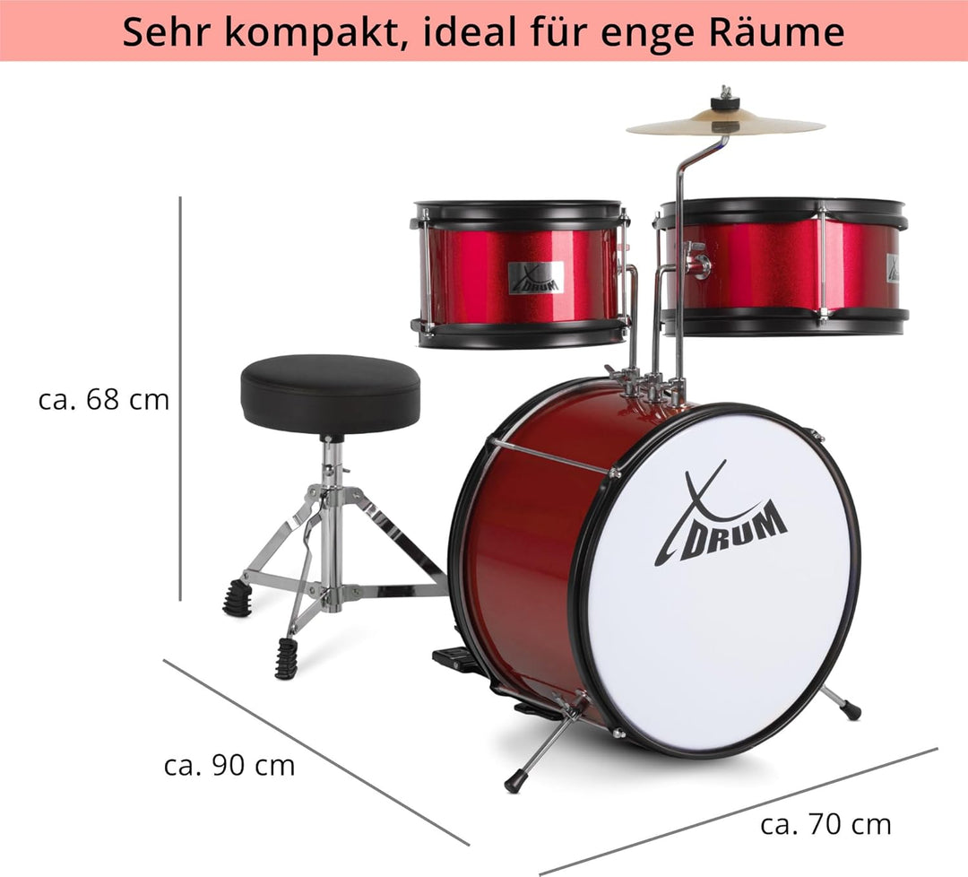 XDrum Junior KIDS Schlagzeug inkl. Schule - Kompaktes Kinderschlagzeug - Für Kinder im Alter von 3-5