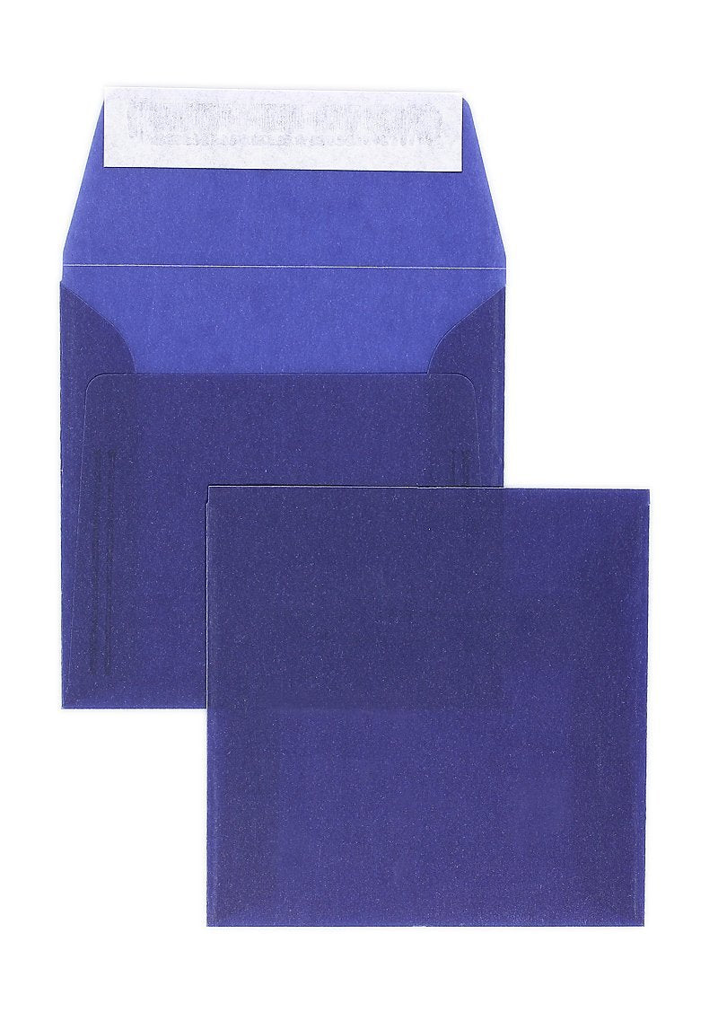 Farbige Transparent-Hüllen | Premium | 220 x 220 mm Blau (100 Stück) mit Abziehstreifen | Briefhülle