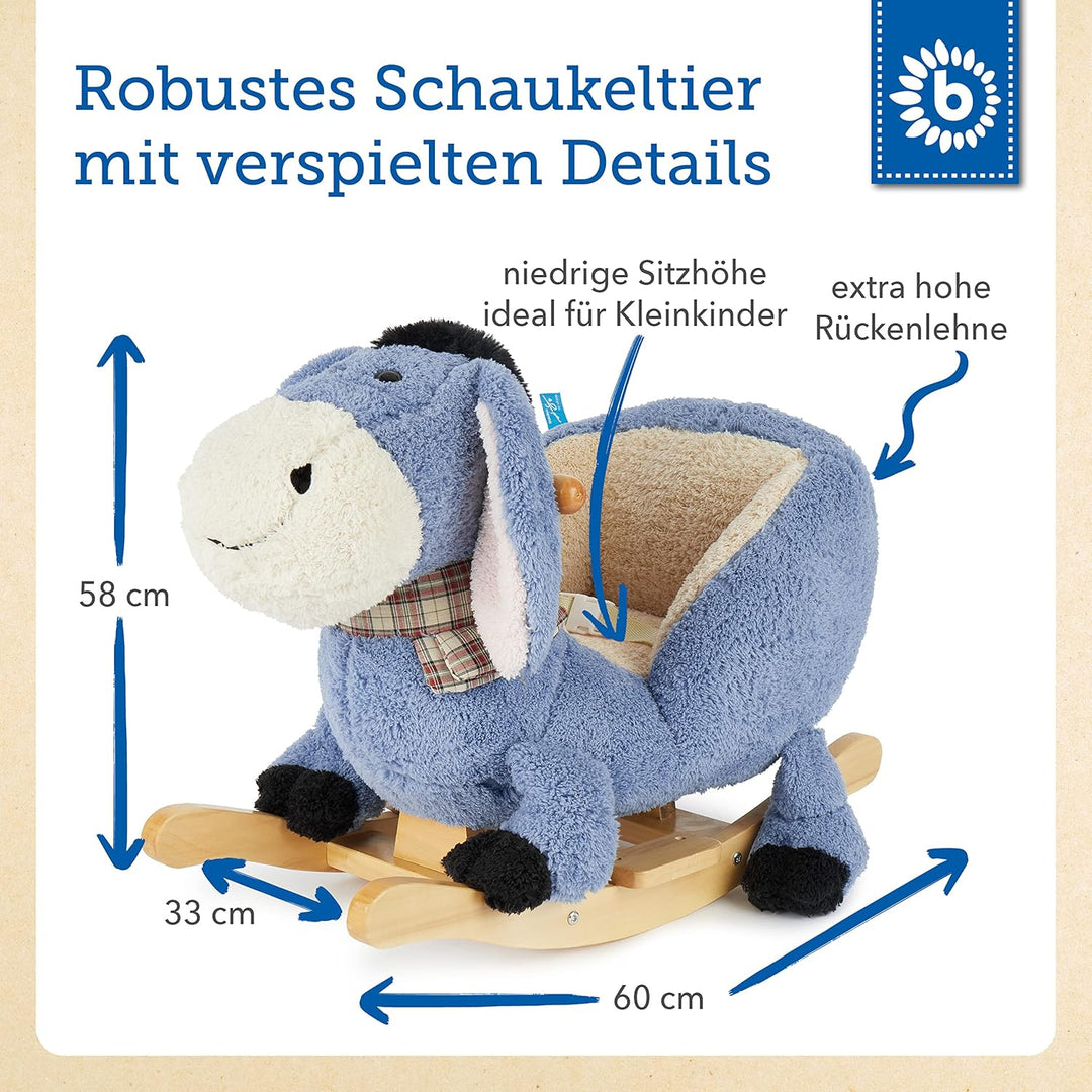 Bieco Plüsch Schaukeltier Esel | Kinder Schaukelstuhl mit Sicherheitsgurt | | Schaukel Kleinkind | Z