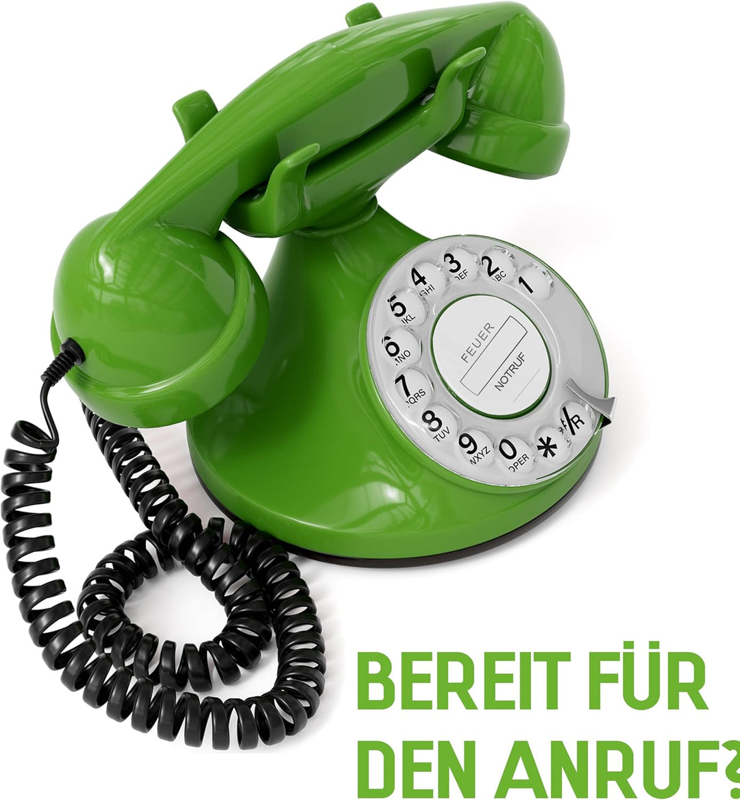 OPIS FunkyFon Cable: Retro Telefon mit Wählscheibe in geschwungenem 1920er Stil mit elektronischer K