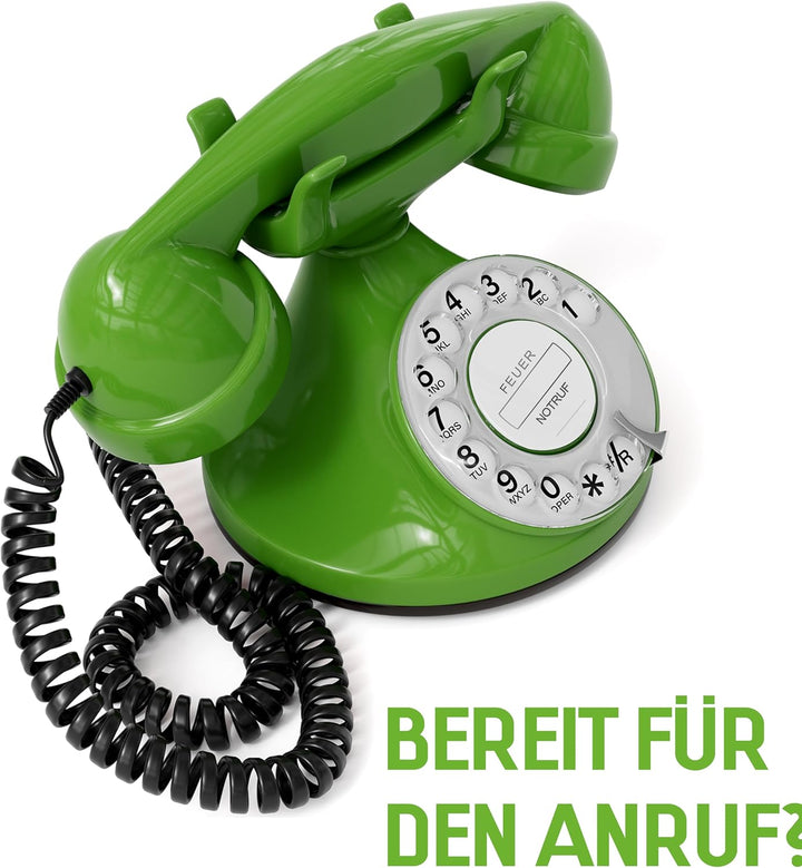 OPIS FunkyFon Cable: Retro Telefon mit Wählscheibe in geschwungenem 1920er Stil mit elektronischer K