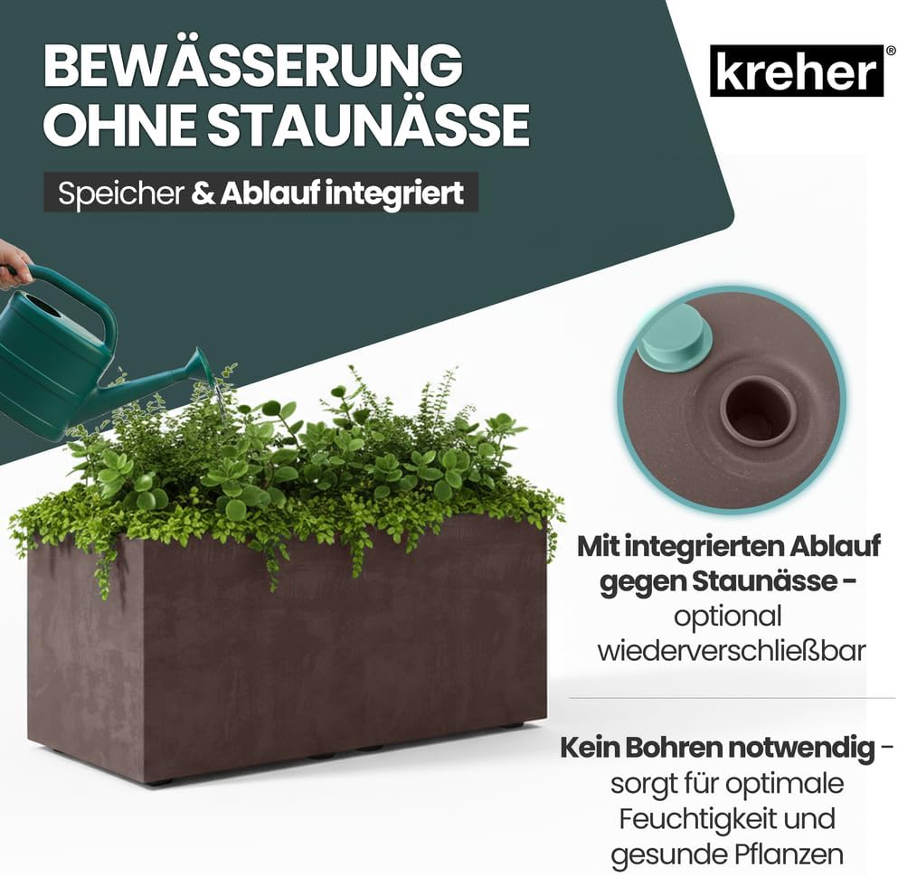 Kreher XL Pflanzkasten Millennium in verschiedenen Formaten und Farben. Tolle Naturstein Optik in Br