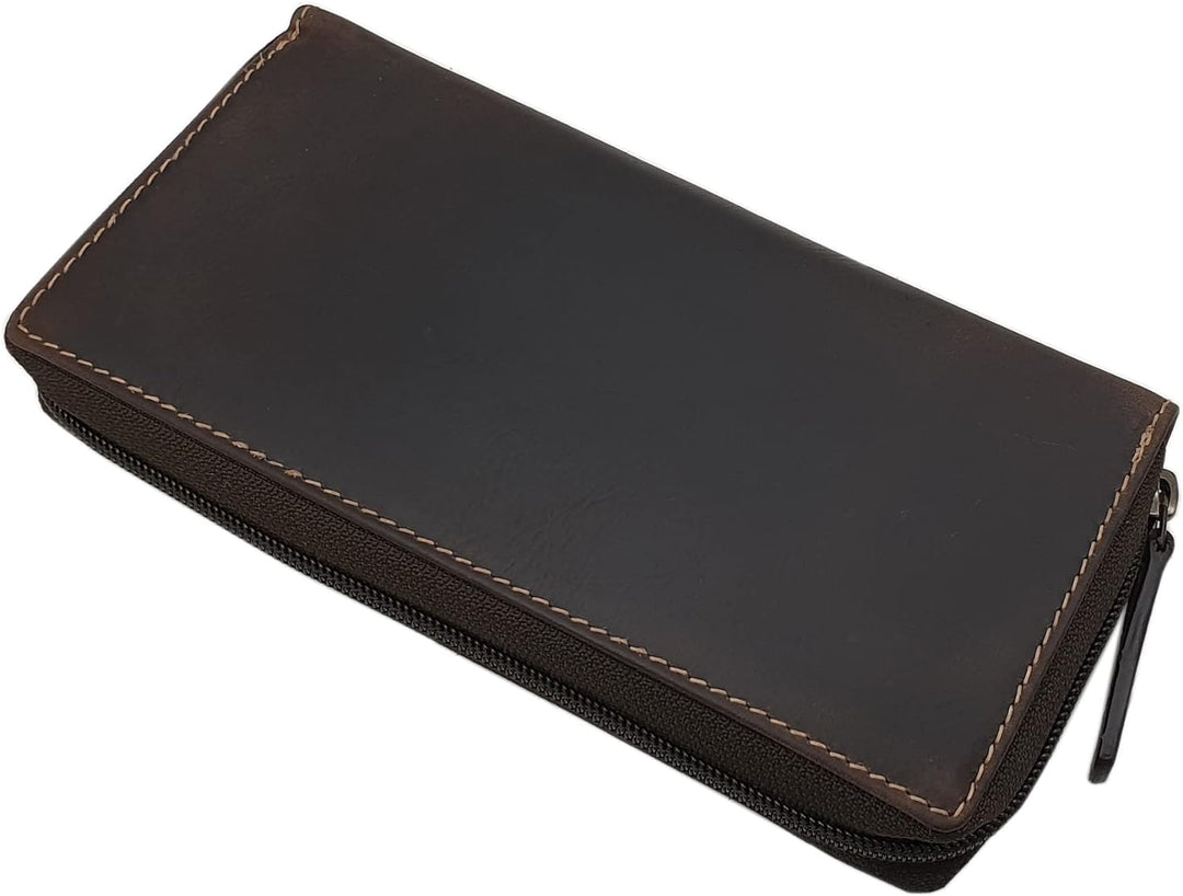 Grosse Vollrindleder Damen Geldbörse / Geldbeutel / Portemonnaie / Geldtasche / Portmonee rundherum