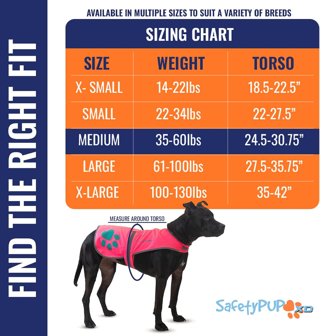 SafetyPUP XD Hund Warnweste, Grössen passen Hunde 14 lbs bis 130 lbs Rosa Mittel, Rosa Mittel