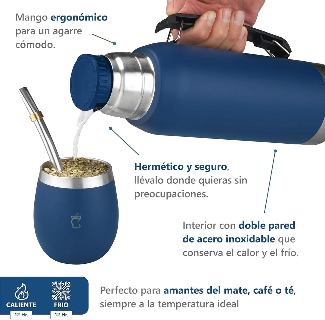 Kit Mate Argentino - Mate Argentino, Yerba Mate, Glühbirne, argentinische Produkte, Blau, Blau